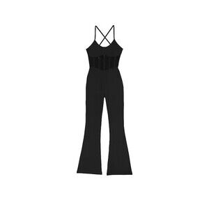 Women's Victoria Secret Black Cloud Flared Jumpsuit Size L
